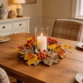 thumbnail image 4 of Artificial Maple Leaf Candle Holder Set, Fall Wreath Centerpiece For Table, Thanksgiving Party, Or Halloween Decoration, 4 of 6