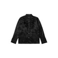 thumbnail image 1 of Faithtur Men Satin Ruffle Shirts, Long Sleeve Stand Collar Solid Color Slim Fit Dress Shirt, 1 of 9