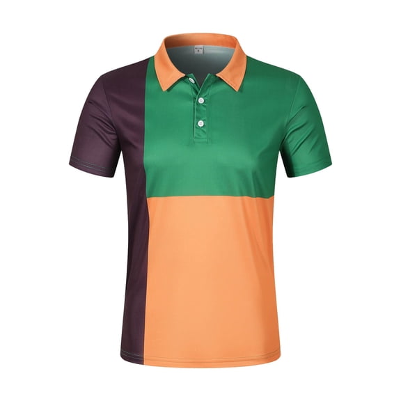 Men's Tops New Men's Short Sleeve Fashion Contrast Color Shirt
