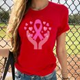 thumbnail image 2 of Sexlip Women's Breast Cancer Awareness T-Shirts Basic Short Sleeve Crewneck Tops Pullover Trendy Heart Print Pink Ribbon Tees Red XXXL, 2 of 4