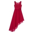 thumbnail image 3 of Zaldita Kids Girls Sequins Lace Junior Bridesmaid Dresses High-Low Chiffon Wedding Party Formal Gown Burgundy 8, 3 of 7