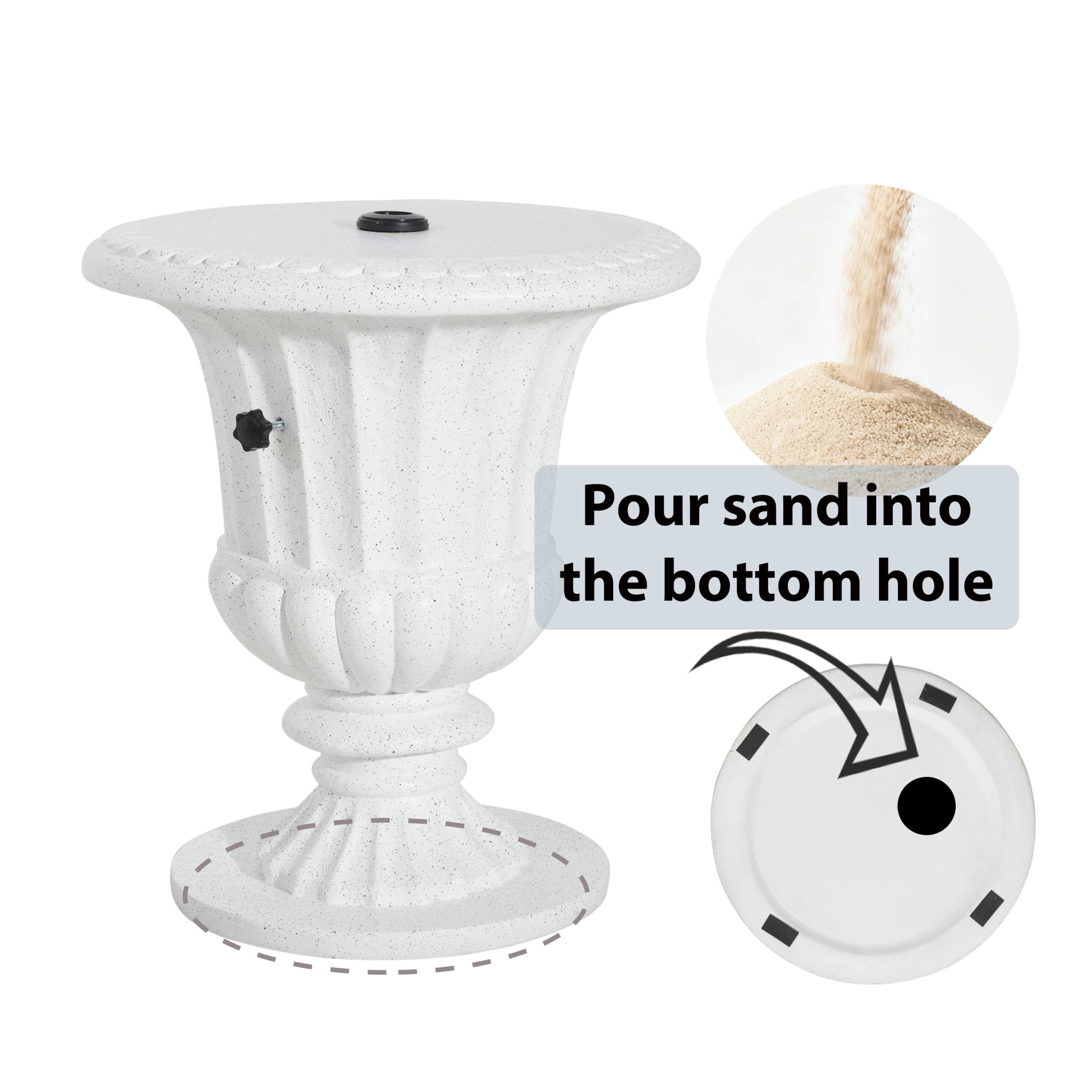 Christopher Knight Home MGO Outdoor Umbrella Base, Sand-Filled, Patio Side Table with White Marble Finish