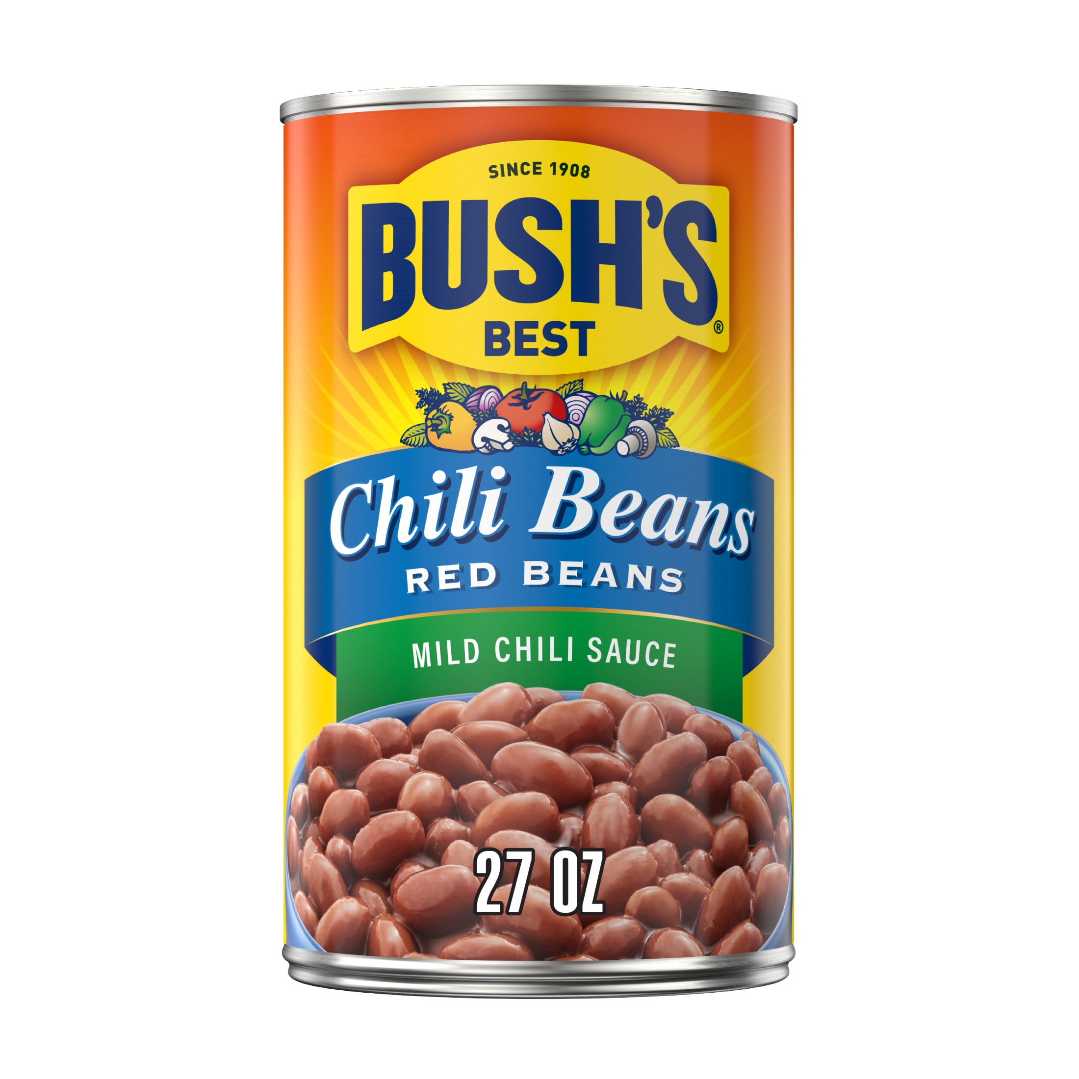 (12 pack) Bush's Chili Beans, Canned Red Beans in Mild Chili Sauce, 27 oz Can