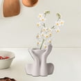 thumbnail image 1 of Florero de cerámica, florero de escritorio de cerámica, adorno de decoración de oficina, macetero de mesa, soporte para plantas para arreglo de flores Cara de soporte blanca, 1 of 8