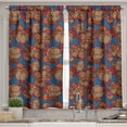 thumbnail image 2 of Ambesonne Floral Valance & Curtain, Funk Art Flower Pattern, 55"x45", Blue and Brown, 2 of 6