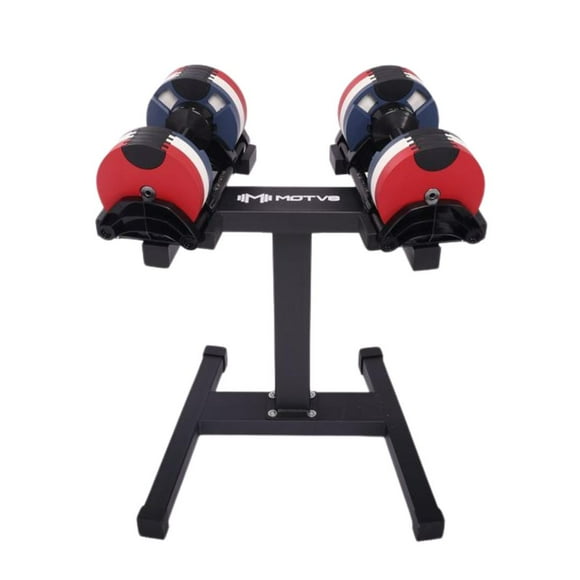 Probell 550 Adjustable Dumbbells - Motv8 Probell 550s, 5lbs - 50lbs Adjustable Free Weight Dumbbells for Men and Women - Strength Training and Fitness (Patriot Pair With Stand)