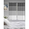 thumbnail image 3 of Bedroom Curtains 63 Inches length, Black Grey Striped Window Treatment Curtain Drapes, Farmhouse Modern Rod Pocket Curtain Panels for Living Room Kitchen, 42"x63", 2 Panels, 3 of 7
