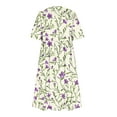 thumbnail image 5 of FAVIPT Womens Plus Size Summer Dresses Boho Retro Floral Print Dress Short Sleeve Crew Neck Pleated Maxi 2025 Dresses with Pockets Beige,XXL, 5 of 5