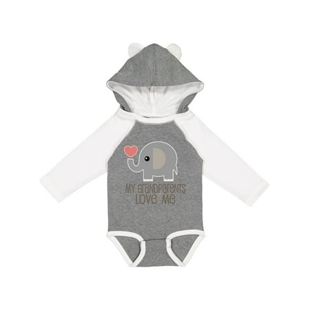 

Inktastic My Grandparents Love Me Elephant Gift Baby Boy or Baby Girl Long Sleeve Bodysuit