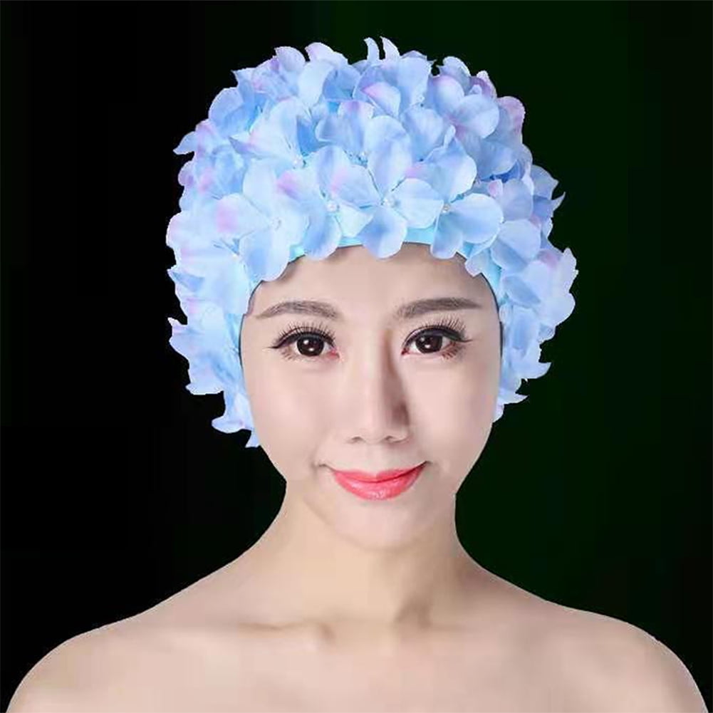 Xewsqmlo 3D Flower Bathing Cap Breathable Swim Cap Comfortable Water
