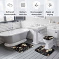 thumbnail image 5 of Vintage Black Floral Bath Mat 3 Piece Bathroom Rug Set, Spring Seasonal Botanical Blooms Non Slip Bath Rug Contour Mat and Toilet Lid Cover, Absorbent Shower Mats Soft Bath Rugs and Mats Sets, 5 of 8