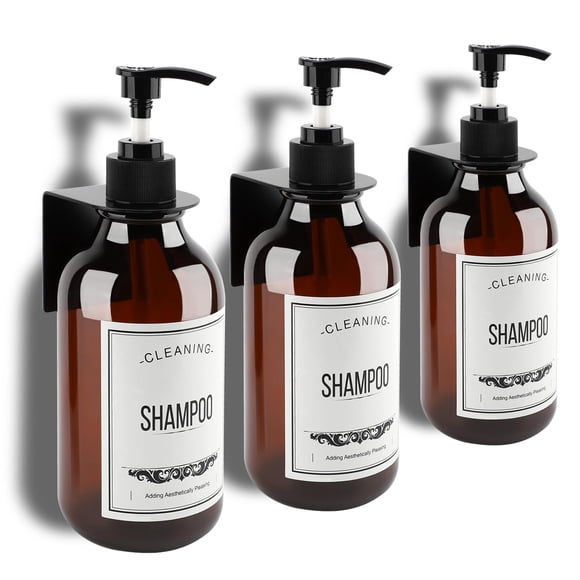 Gugxiom 3PCS 500ml dispensador de Shampoo para regadera, No Drill dispensador de Shampoo y acondicionador, dispensador de detergente liquido con Etiquetas Impermeables, para el baño del hog