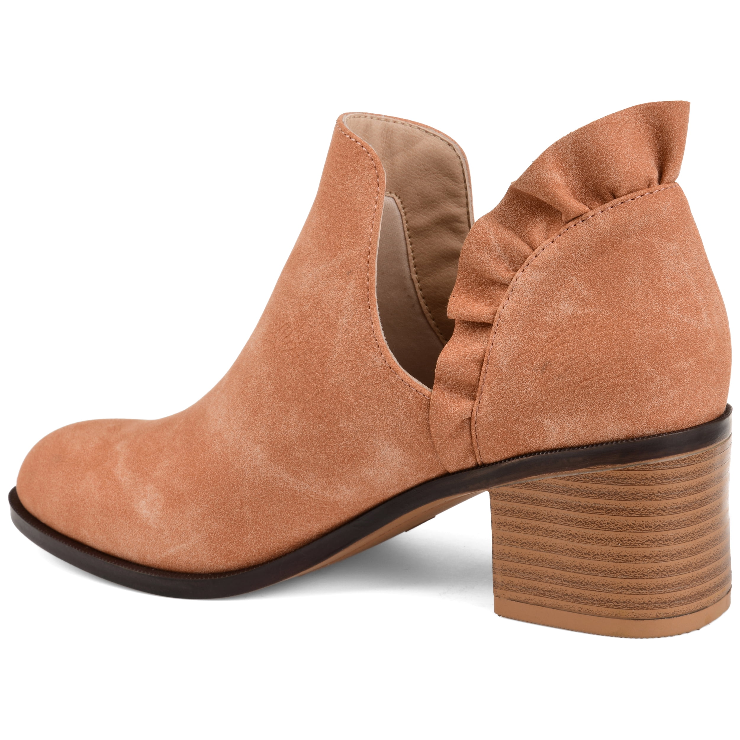 Journee Womens Lennie Slip On Stacked Heel Booties