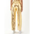 thumbnail image 6 of Sunisery Womens Metallic Shiny Pants Elastic Waist Solid Color Loose Hip Hop Straight Leg Trousers with Pockets Streetwear, 6 of 6
