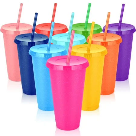 

10pcs Colorless Glitter Cup Reusable Plastic Cups Cold Drink Travel Tumblers For Iced Beverage Water Smoothie Coffee For Adults Kids