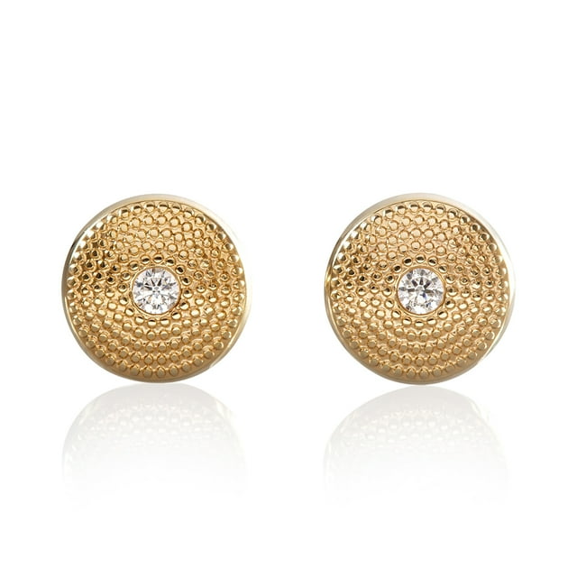 Aretes de oro 14k GIALLO Broquel Cúpula luxury gold con circonia