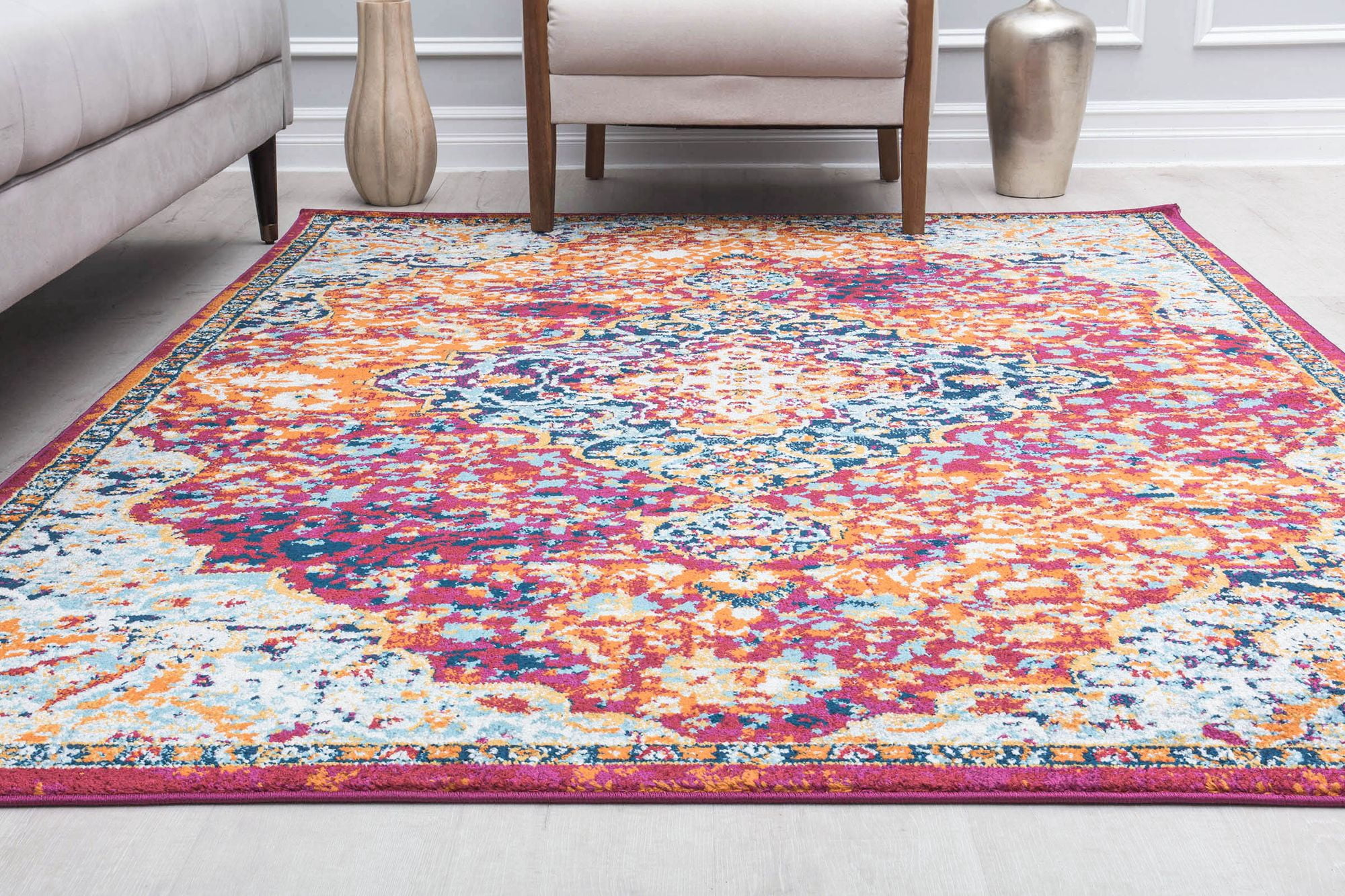 Harper HY50R Rosy Peach Abstract Vintage Red Area Rug, 8'0"X10'0"