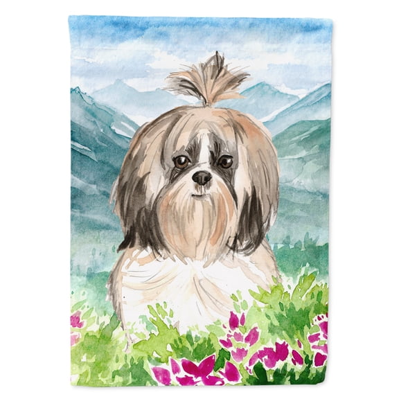 Carolines Treasures CK2521GF Mountain Flowers Shih Tzu Flag Garden Size  Small multicolor