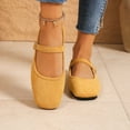 thumbnail image 4 of HTHLVMD Adjustable Buckle Strap Flats, Women's Comfort Dress Flats, Casual Suede Mary Janes, Women Classy Cute Bow-Knot Ballet Flats Round Toe Daily Cozy Comfort Slip On Flat Shoes, Yellow 5, 4 of 9
