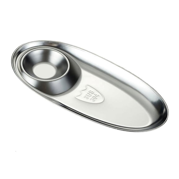 YIEMEEN Rustproof Nonrust Steel Oval Platters For Finger Food And Dips Double Compartment Design