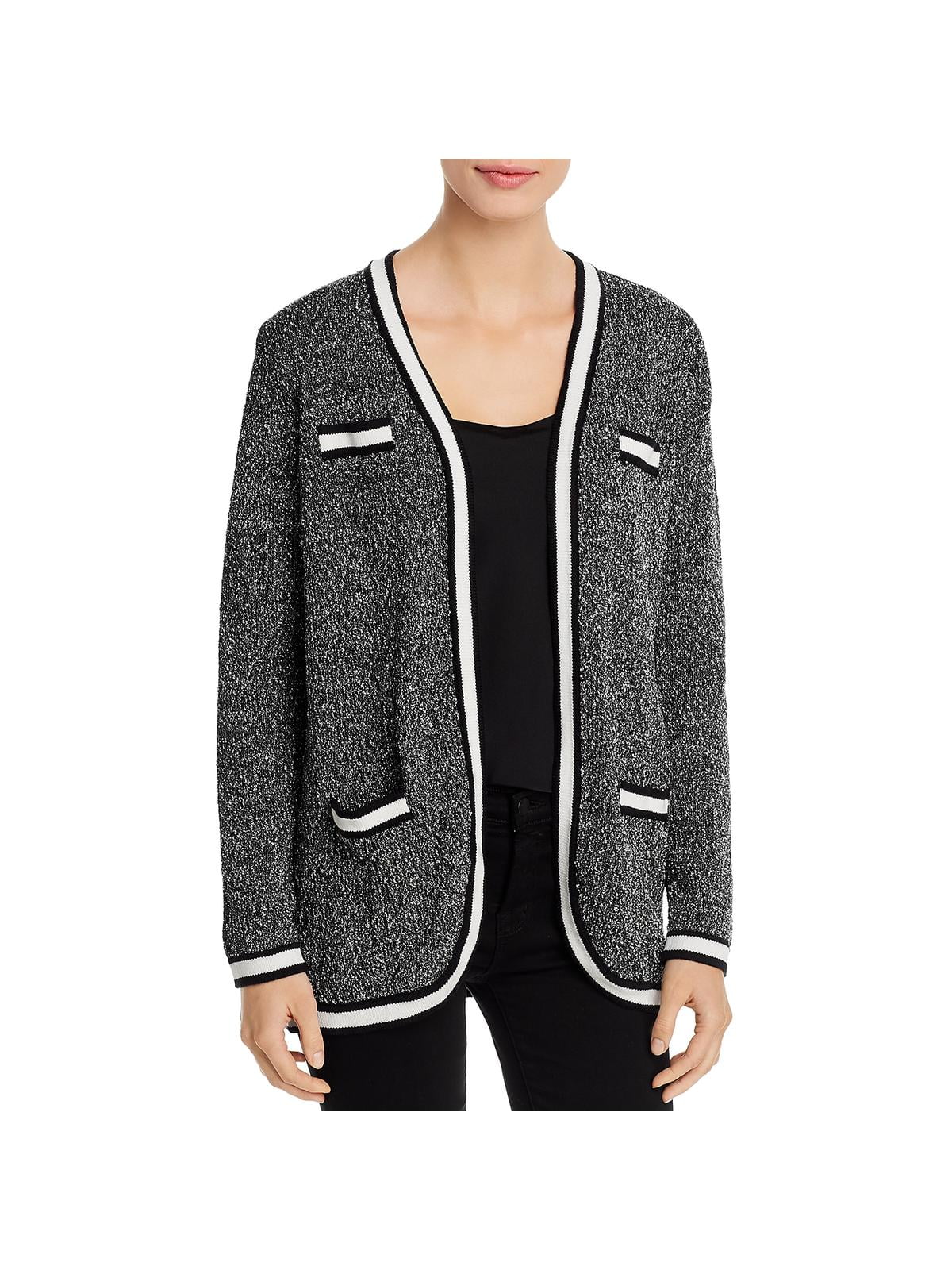 Calvin Klein Womens Tweed Jacket Cardigan Sweater Black S 