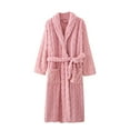 thumbnail image 1 of Timegard Bathrobe for Women Fuzzy Button down V Neck Robe Fleece Warm Long Sleeve Pajamas with Pockets, 1 of 9
