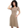 thumbnail image 2 of Made by Johnny Women's Comfy Casual Short Sleeve Flowy Dresses Loose Plain Dress with Pockets L TAUPE, 2 of 6