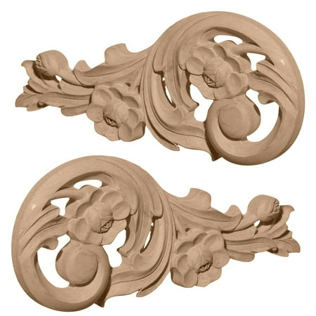 Ekena Millwork 11 1/2"W x 5 1/2"H x 1/2"D (Each Side) Large Springtime Scrolls (Pair), Lindenwood