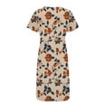 thumbnail image 5 of VBTAPA Summer Dresses for Women Boho Floral Long Dress Short Sleeve Henley Neck Maxi Dresses with Pockets Khaki M, 5 of 6