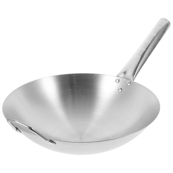 Voiceine Stainless Steel Wok Pan 12 Inch Non Stick Frying Pan Household Kitchen Cookware Sand Finish