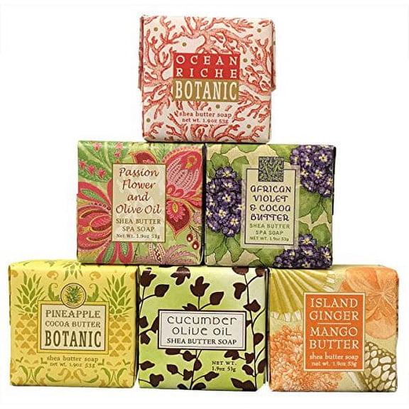 Bundle of 6 Greenwich Bay Trading Co. Soaps 1.9 oz (Flowers Bundle 3)