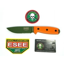 ESEE Knives 4S-KO-OD Knife OD Green Serrated Carbon Steel & Orange G10 w/o Sheath