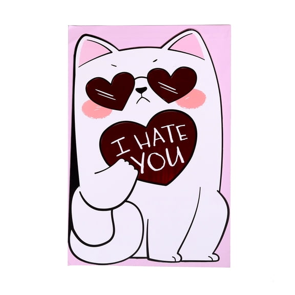 Valentine’s Day Jumbo Greeting Card, White Cat, 1 Count by Way to Celebrate