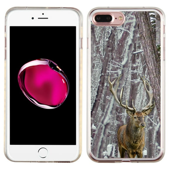 Slim-Fit Case for Apple iPhone 8 PLUS / 7 PLUS, OneToughShield ® Premium TPU Gel Protector Phone Case - Deer/Snow/Camo