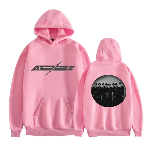 FOSSKOS ATEEZ Male idol Group Gift Give Fans Comfort Hoodies Unisex,S,Pink