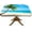Coconut Palm Tree Table Cloths, variant on Beach Polyester Square Fitted Table Cloths, Coconut Palm Tree Wipe Clean Elastic Edged Table Cover, for Indoor Holiday Family Banquet and Outdoor Patio Use, Fit for 34" x 34"Square Table, Blue Green
