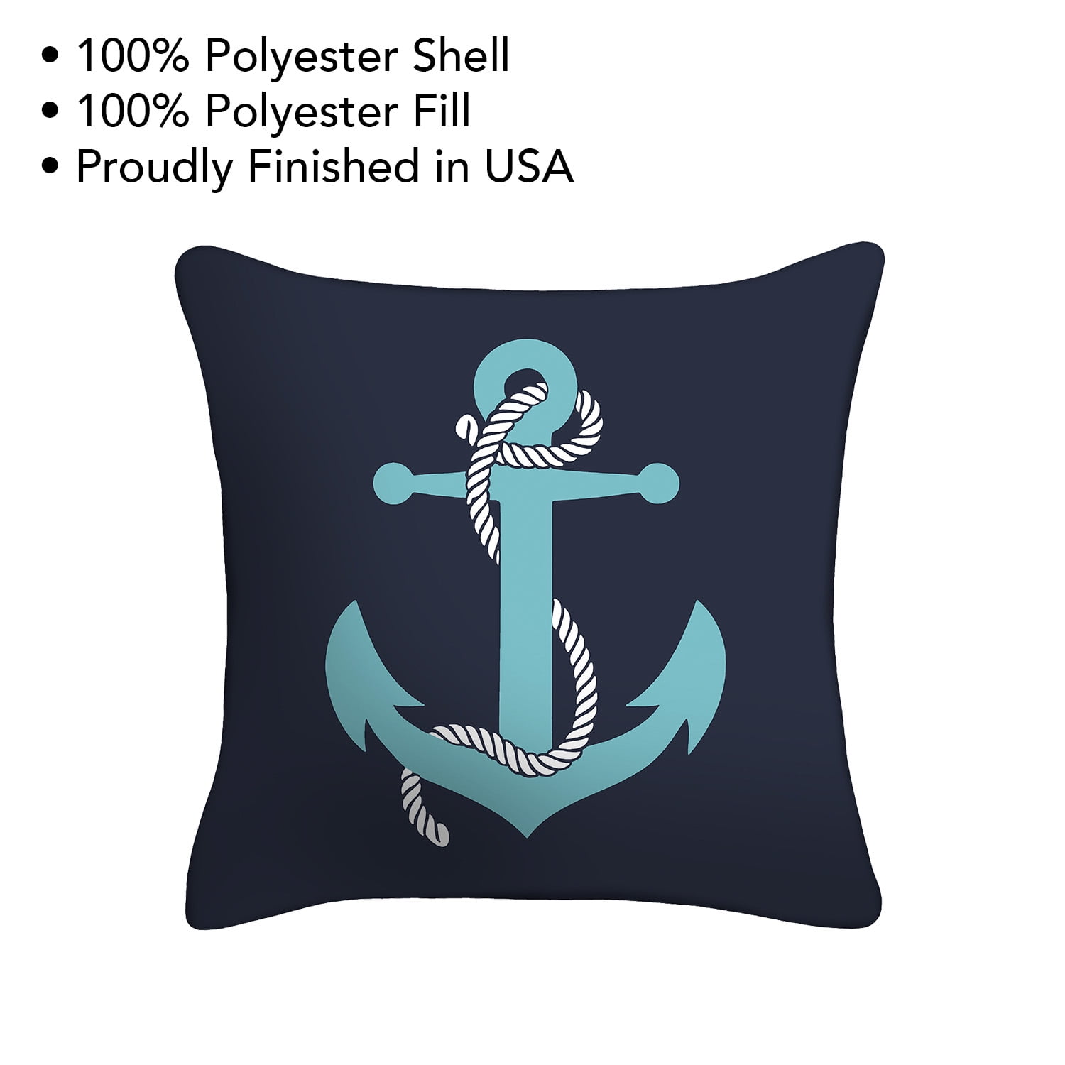 Mainstays 16 in x 16 in Anchor Decorative Outdoor Throw Pillow, Blue