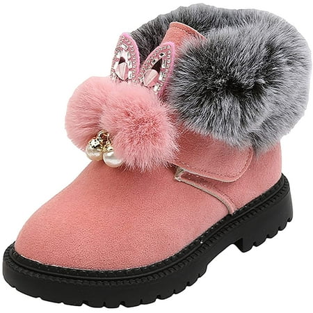 

QWZNDZGR Kids Snow Boots Boys Girls Winter Boots Fur Boots Ankle Sneaker Soft Sole Non Slip Warm Booties Prewalker