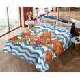 thumbnail image 4 of Ambesonne Nautical Fitted & Top Sheet Set with Shams, Fish Shell Ahoy Chevron, Multicolor, 4 of 5