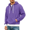 thumbnail image 3 of Seffadzy Men's Waffle Knit Hooded Quarter Zip Pullover Sweatshirt with Pockets Drawstring Long Sleeve Solid Color Casual Top Purple L, 3 of 6