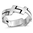 thumbnail image 1 of Eternity Sideways Cross Promise Ring .925 Sterling Silver Band Jewelry Female Male Unisex Size 11, 1 of 4