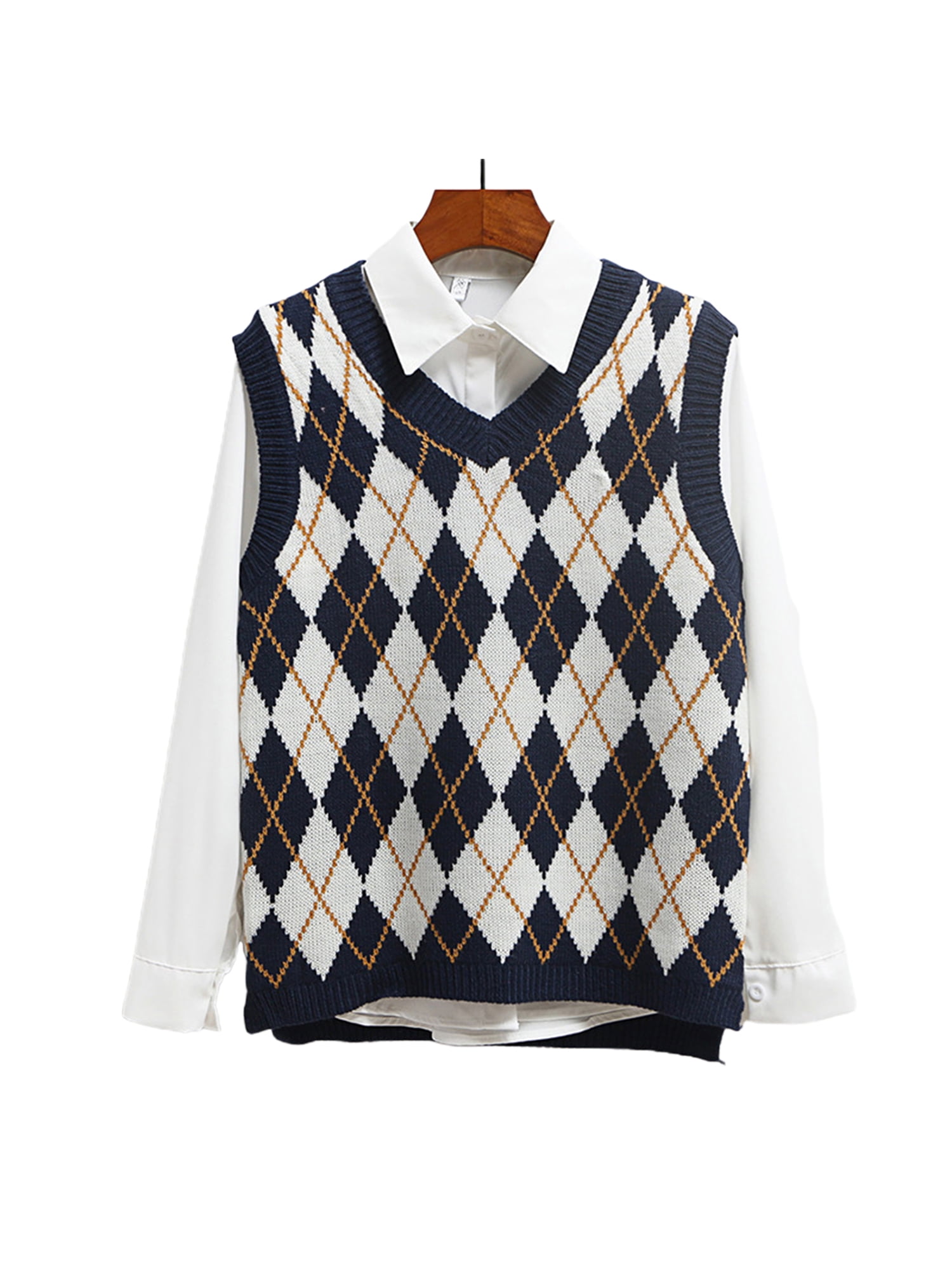 Women Y2K Knit Sweater Vest Tie Dye Tank Top Sleeveless Crop Knitwear Tank E-Girls 90s Streetwear
