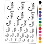 Rose Typewriter Font Capital Letter J Water Resistant Temporary Tattoo Set Fake Body Art Collection - Black