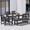 Black, variant on SERWALL Outdoor HDPE Dining Table Set, 7-Piece Outdoor Dining Table Sets with Umbrella Hole, Grey