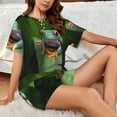 thumbnail image 4 of Fuzoiu Red-Eyed Tree Frog Print Women's Short-Sleeved Pajama Set,Lounge Sleepwear Set,Womens Pajama Sets 2 Piece,Button-Up Top and Shorts with Pockets-Large, 4 of 7