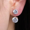 thumbnail image 3 of Anvazise Fashion Women Double Cubic Zirconia Drop Ear Jacket Piercing Earrings Jewelry Golden, 3 of 12