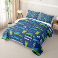 thumbnail image 3 of Castle Fairy Cartoon Garbage Truck Quilt Full,Recycle Bin Print Full Bedspread Sets,Green Blue, 3 of 7