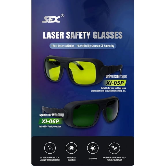 SFX Laser Protective Glasses 800-1100nm Wavelength for Laser Cleaning Welding Laser Safety Goggles - Yellow Lens
