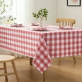 thumbnail image 4 of Checkered Tablecloth Rectangle Waterproof Gingham Table Cloth Washable Buffalo Plaid Table Cover Wrinkle Free for Kitchen, Dining and Outdoor Picnic, 52 x 70 Inch, Light Blue and White, 4 of 6