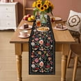 thumbnail image 2 of Watercolor Flowers Table Runner 108 Inches Long Farmhouse Dress Scarves, Farmhouse Floral Vintage Black Dining Tablerunner for Coffee Table/Kitchen Island/Party Décor, 13" x 108", 2 of 8